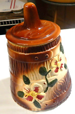 Vintage McCoy  Barrel Butter Churn Cookie Jar  Floral Decoration picture