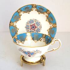 Vintage Paragon Tea Cup and Saucer Fine Bone China England Blue Red Gold  picture