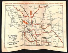 Martinez-Benicia Auto Ferry California Road Map Time Table c1920's-30's Scarce picture