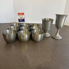 Vintage Pewter Lot Stieff P50 Jefferson Cups Woodbury Goblet Revere Monogrammed picture