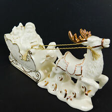 Mikasa Porcelain White  Santa in Sleigh and  Reindeer Holiday Elegance 2001 picture
