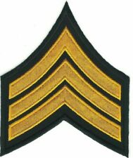 Large Yellow Black 3 stripe Sergeant SGT E5 Rank patch Stitched Edge picture