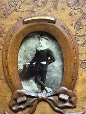 Antique Victorian Birdseye Maple Wood Frame Photo Of Dapper Young Boy  picture