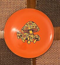 Vintage Retro 1960s 70s Merry Mushroom Serving Tray Plate Orange Yellow 15 1/2