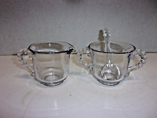 Vintage Candlewick Imperial Glass Cream And Sugar Bowl With Spoon. picture