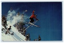 Alta Utah UT Postcard Skier Executes A Gelaendesprung Powder Snow c1960s Vintage picture