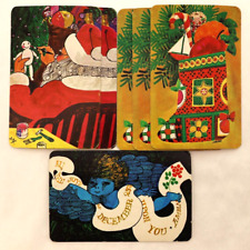 6 Vintage 1965 Christmas Holiday Cardboard Postal Plaques Faroy Postcards Posted picture