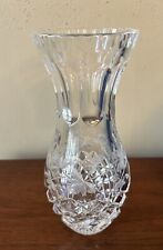 Vintage 7x3” Cut Lead Crystal Vase w/Etched Vine Pattern picture