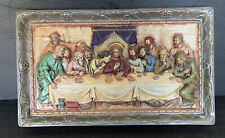The Last Supper Holland Mold 1970 Wall Plaque Ornate Detailed Frame Rare Vintage picture