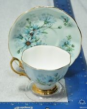 ROYAL ALBERT Light blue W/Daisies Fine Bone China Teacup and Saucer picture