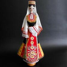 Vintage Bulgarian Wood Folk Doll Traditional Costume Bead Accents picture