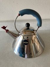 ALESSI MICHAEL GRAVES KETTLE W/RED BIRD WHISTLE, BLUE HANDLE ITALY  picture
