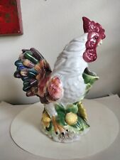 VTG Ceramic Colorful Rooster w Sunflowers Pitcher 12” Tall x 7” Wide picture