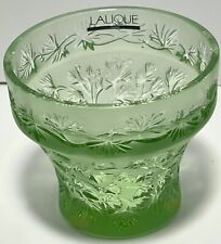 Vintage Lalique Green Coupelle Coriandre Crystal Bowl/Candle Holder- MINT picture