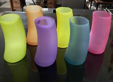 Vintage MCM Libby Frosted Watusi Swerve Tumblers Colors Full 6 Piece Set picture