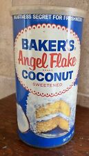 Vintage 1960s Baker's Angel Flake Coconut Tin~General Foods~ Hoboken, NJ~Empty picture