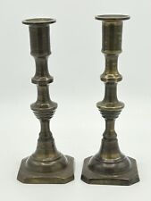 Vintage Brass Candlestick Holders Set Of 2 Made In India 8” Great Patina picture