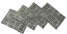 4 Tiki African Polynesian Theme Barware Placemats Shades of Jungle Green Vintage picture