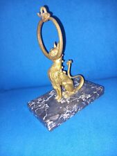 Antique EMPIRE ca.1810 Fire gilded LION & SNAKE Pocket Watch Holder STAND Marble picture