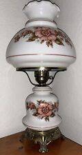 Vtg Early American GWTW Milk Glass Electric Floral Pattern 3-Way Table LAMP picture