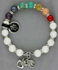 Catholic Multicolor Linked Bracelet with Semi Precious Stones Miraculous Medal picture
