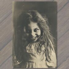 POSTCARD Young Girl Angry Screaming Face Vintage Vibe Wild Crazy Anxiety Funny picture