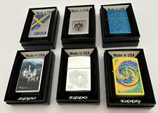 Lot of 6 Vintage Zippo Cigarette Collectable Lighters picture