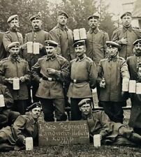WW1 Era German Unit Uniformed Soldiers w/ Steins - Unused Original Postcard picture