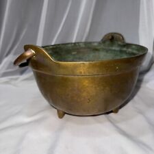 Vintage Brass Bronze Copper Cast Iron 3 Leg Kettle, Gypsy Pot, Cauldron picture