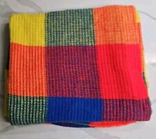 Vintage Tennessee Woolen Mills Acrylic Bold Squares Multicolor Blanket- NWOT picture