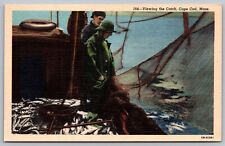 Cape Cod Massachusetts Coastal New England Fishing Boat Linen Postcard picture