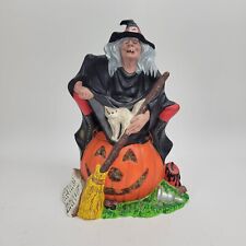 Vintage 1972 Byron Molds Ceramic Halloween Witch Jack O Lantern Statue Painted picture