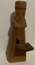 VTG Wood Carved Small Priest Figure W/ Bible Made In Republic Of Ireland 4.5” picture