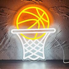 13x13.3in Orange Basketball Hoop Neon Sign USB Power For Game Room Boys Gifts picture