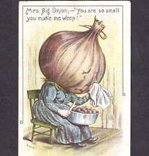 Weeping Onion 1880's Nebraska Vegetable Seed Fantasy Anthropomorphic Trade Card picture