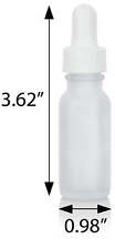 0.5 oz / 15 ml Frosted Clear Glass Boston Round Bottle White Dropper (12 pack) picture