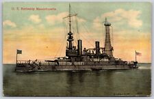 Postcard US Battleship Massachusetts military ship C28 picture