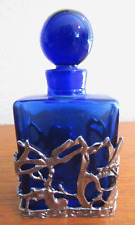 VTG Art Nouveau Cobalt Blue Art Glass Perfume Bottle Pewter Filigree -A.E. PRICE picture