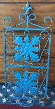 Vintage Wall Hanging Blue Rusty Wrought Iron Stand For Plants & Flower Pots picture