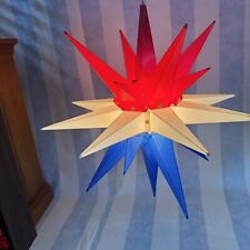 Vintage Light Moravian Star Electric Plug in Light Red White Blue 16x16x16