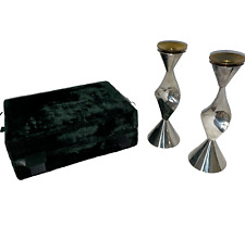 THE JACOB ROSENTHAL JUDAICA COLLECTION SILVER PLATED CANDLE STICKS W/ VELVET BOX picture