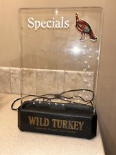 RARE Vtg WILD TURKEY Kentucky Bourbon 101 Whiskey Bar Display Lit Specials Sign picture