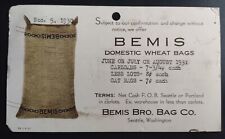 Postal Card Advertising Bemis Domestic Weat Bags 1930 Seattle Washington Prices picture