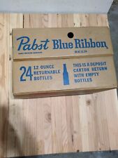 Vintage Pabst Blue Ribbon Beer Bottle Box Cardboard Case Man Cave picture