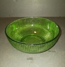 Vintage E O Brody Emerald Green Glass Ribbed Bowl Cleveland OH,EUC picture