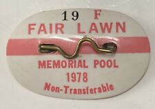 1978 Fair Lawn Memorial Pool NJ Bergen County 19 F Pool Pass Tag Pinback picture