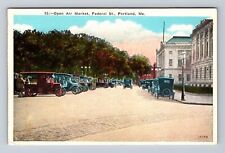 Portland ME-Maine, Open Air Market, Federal Street, Vintage Postcard picture