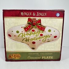 Cracker Barrel Jingle Mingle Ornament Plate Happy Holidays Bow picture