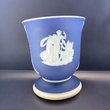 Wedgwood Vase Jasperware Cobalt Bud Goddess Angels England Porcelain Vase VTG picture