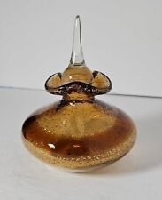 Amber Blown Glass With Gold Fleck Perfume Bottle picture